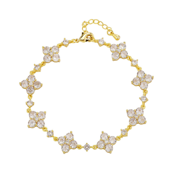 Bracelet Fleur en Strass et Zirconium Étincelant porté